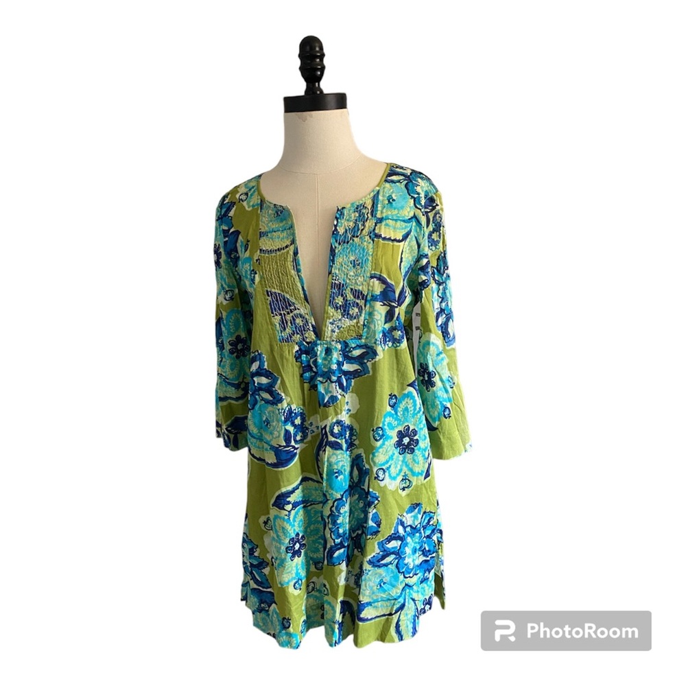 New York & Company 100% Cotton Blouse Tunic Deep V‎ Neck Tunic Long Sleeve